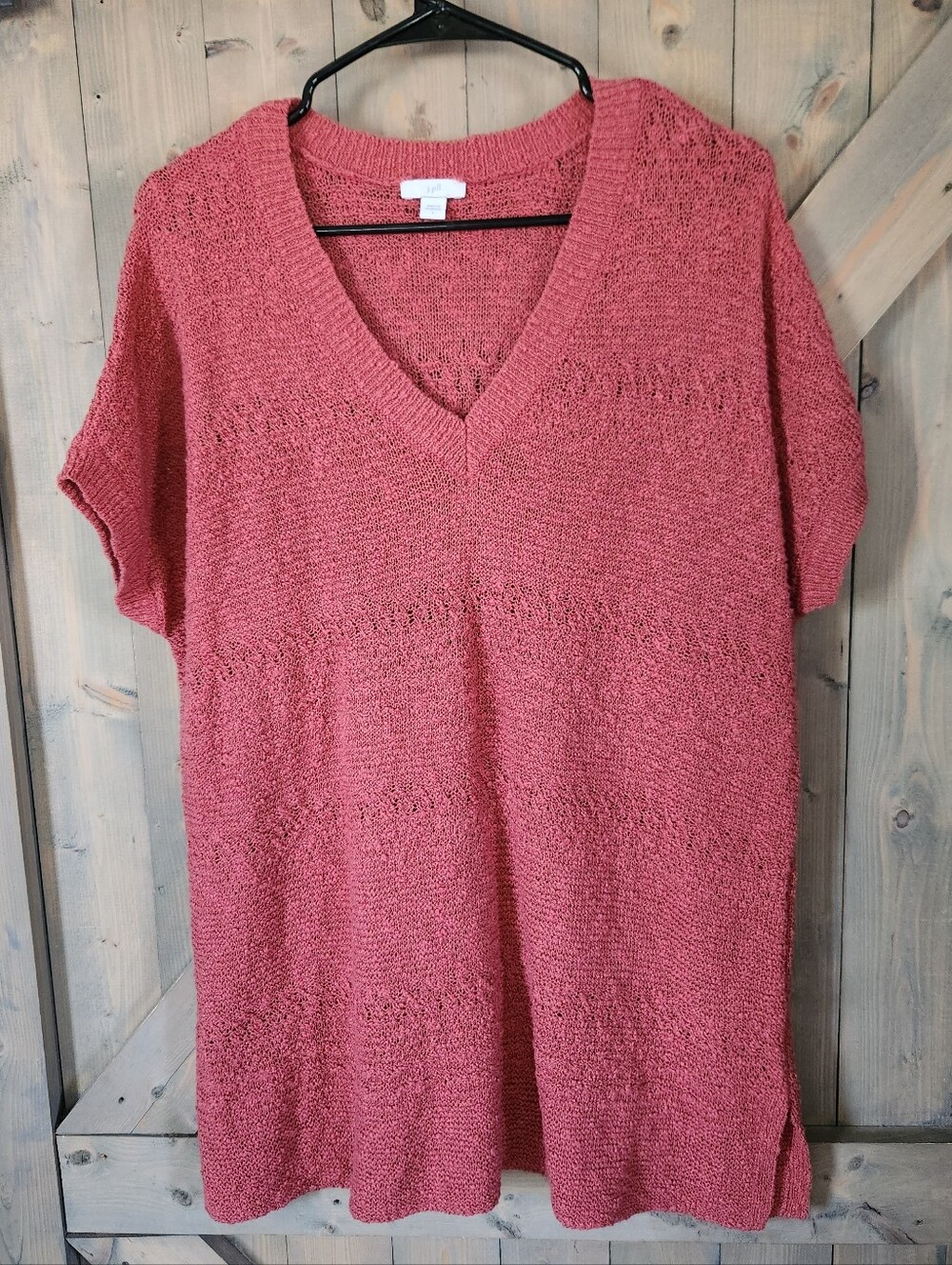 J. Jill Textured Knit Short Sleeve Sweater Large EXCELLENT Condition